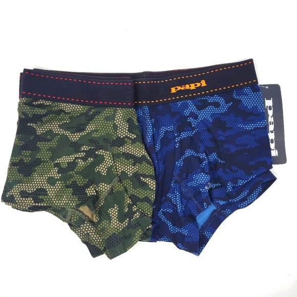 papi Camo Trunks Briefs in Green and Blue (2 Pair) - Picture 1 of 7